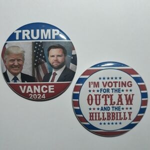 (New) Trump Vance Outlaw Hillbilly Pinback Button Set